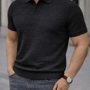 Polo Premium Slim Fit me Teksturë – Black Edition