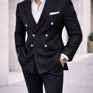 Set Kostumi Premium Pinstripe – Elegancë Klasike Moderne