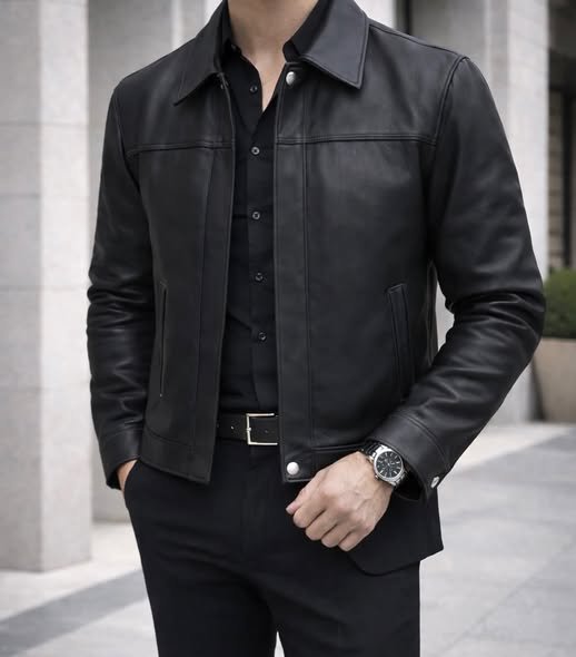 Xhup Lëkure Premium Slim Fit – Classic Black Edition