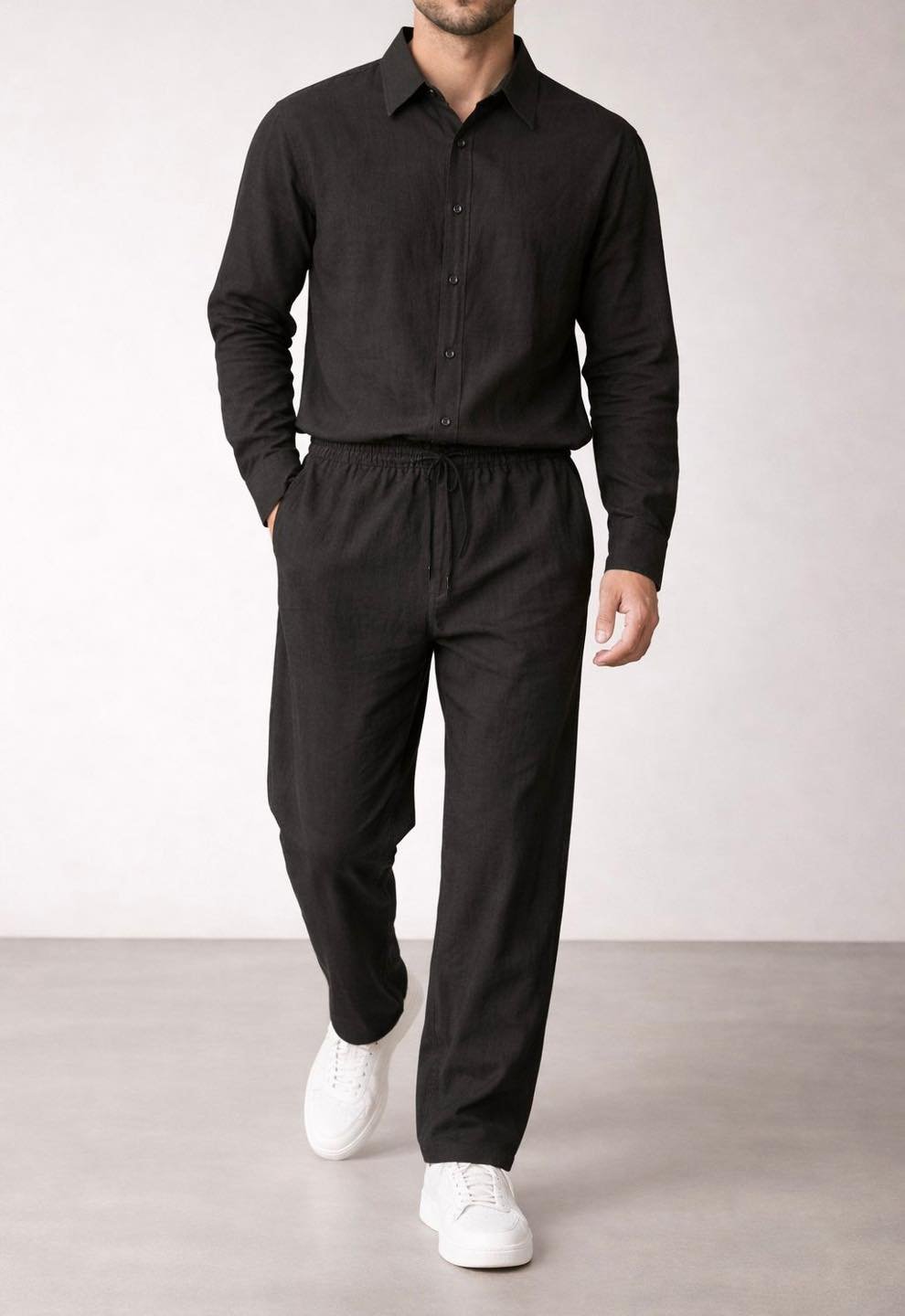 Set Premium Linen (Këmishë + Pantallona) – Elegancë Minimaliste