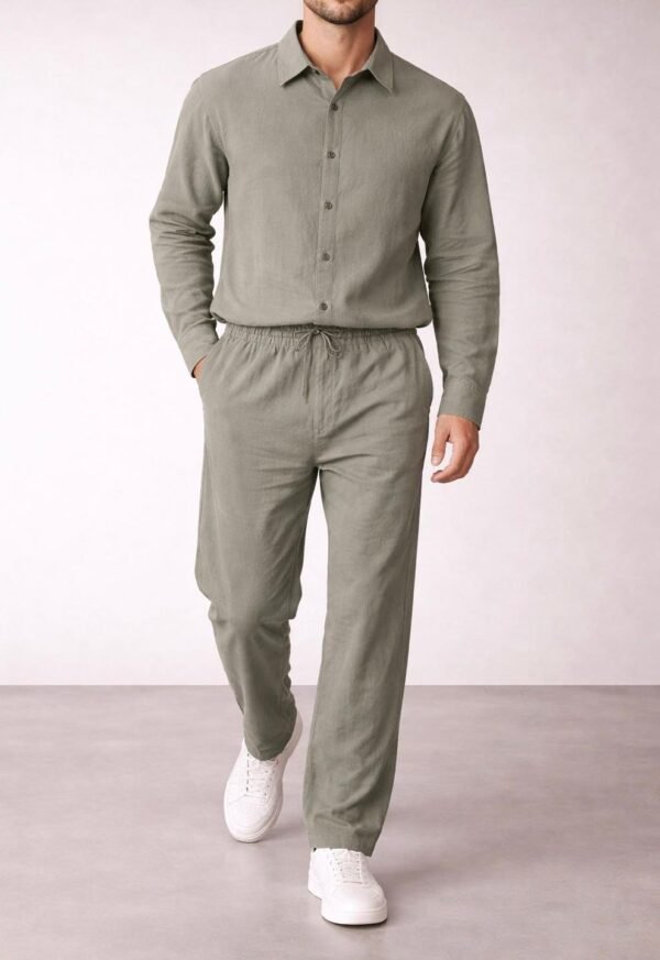 Set Premium Linen (Këmishë + Pantallona) – Elegancë Minimaliste
