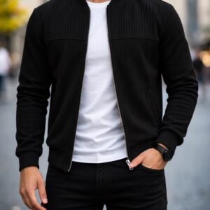Xhup Bomber Premium me Texturë Vertikale – Slim Fit Moderne