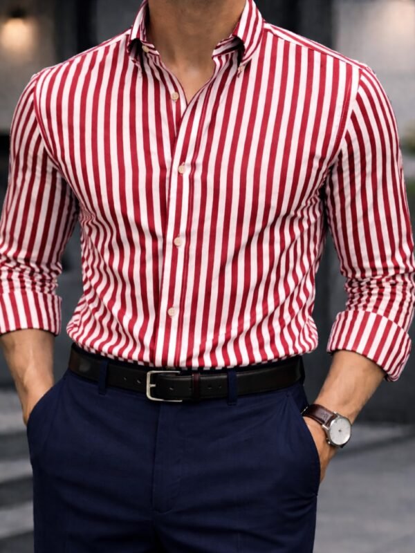 Këmishë Premium me Vija Vertikale – Slim Fit Collection
