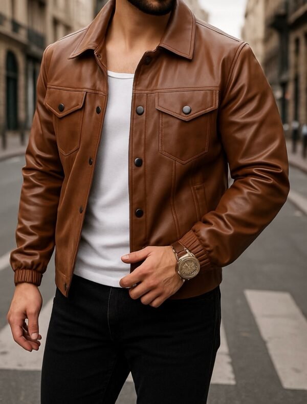 Xhaketë Premium Lëkure me Kopsa – Urban Street Collection