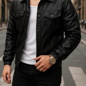 Xhaketë Premium Lëkure me Kopsa – Urban Street Collection