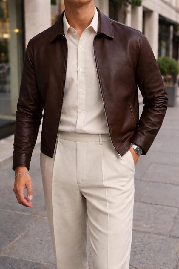 Xhaketë Premium Lëkure Slim Fit – Classic Leather Collection