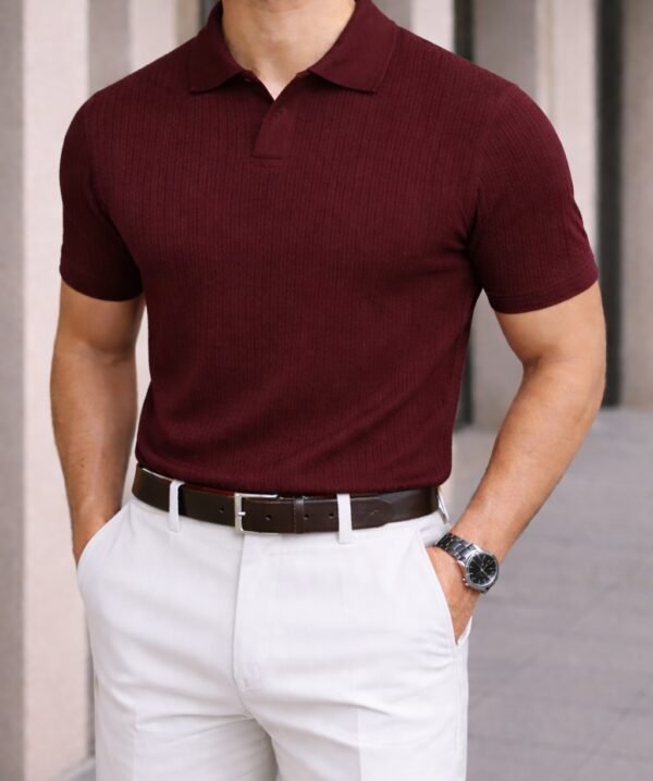 Polo Premium Ribbed Slim Fit – Pambuk me Likra | Elegant & Modern