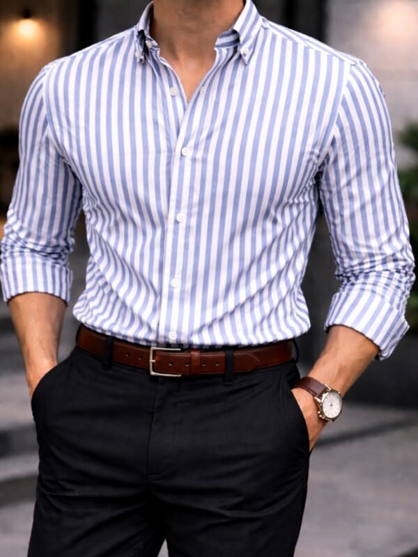 Këmishë Premium me Vija Vertikale – Slim Fit Collection