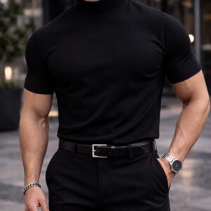 Bluzë Premium Roll-Neck Slim Fit – Elegancë Moderne