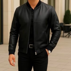 Xhaketë Premium Bomber Slim Fit – Modern Leather Collection
