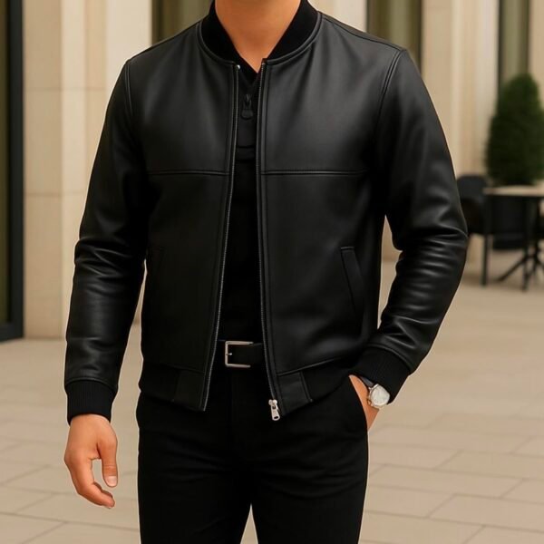 Xhaketë Premium Bomber Slim Fit – Modern Leather Collection