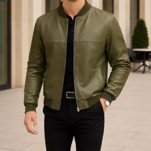 Xhaketë Premium Bomber Slim Fit – Modern Leather Collection