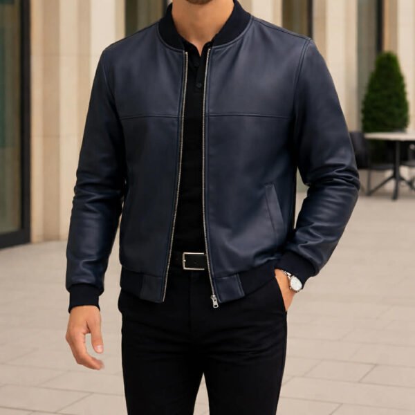 Xhaketë Premium Bomber Slim Fit – Modern Leather Collection