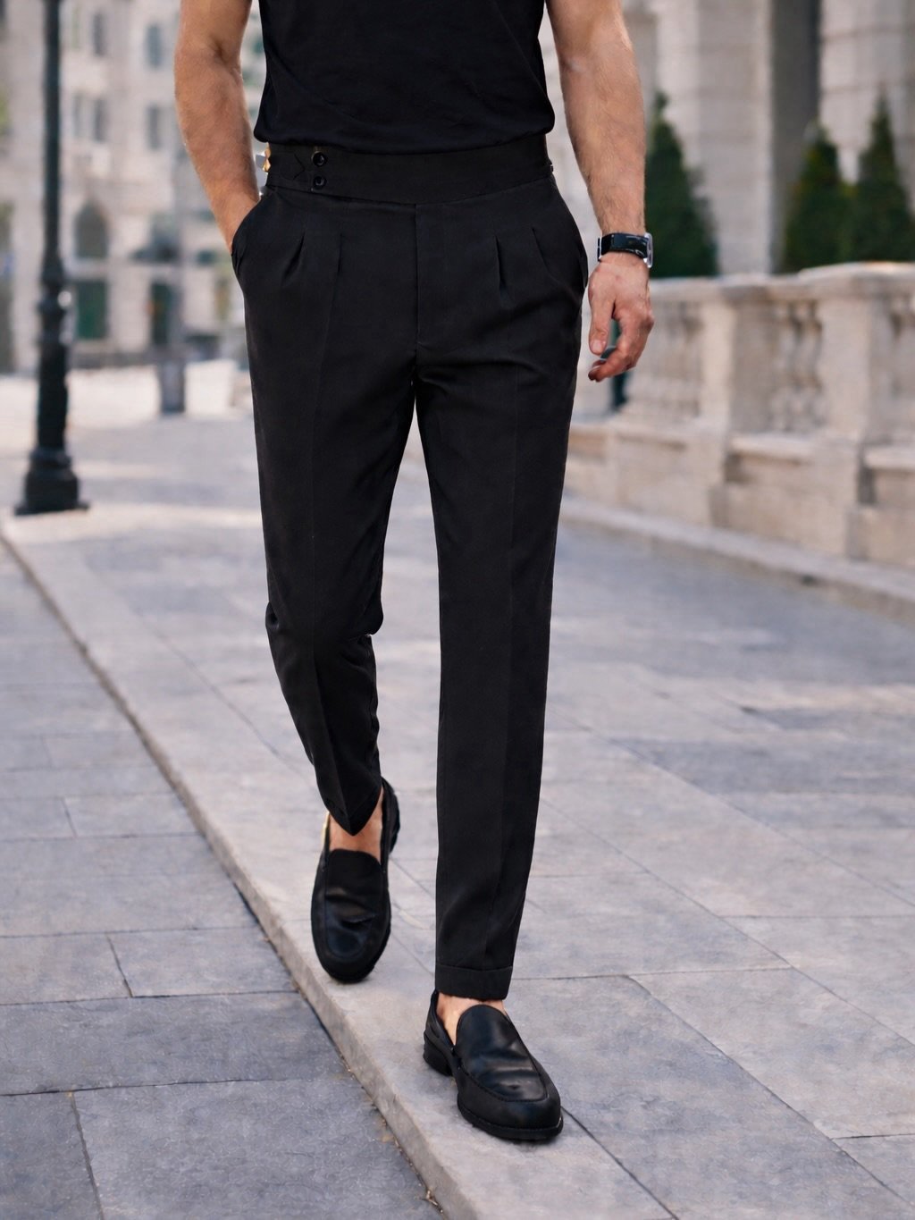 Pantallona Premium Double Button High Waist – Slim Fit Elegante