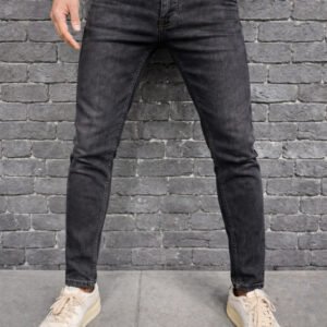 Dark Grey Washed Slim Fit Jeans – Urban Street Essential