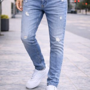 Xhinse Slim Fit Light Blue Distressed – Street Style Modern
