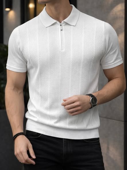 Elite Zip Polo – Modern Texture Collection