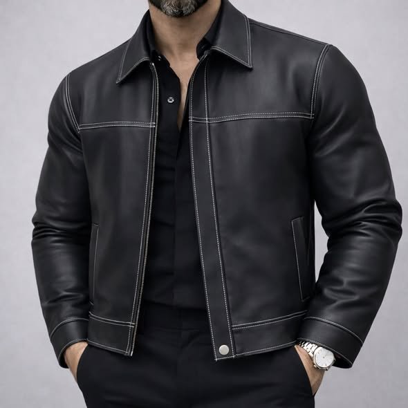 Urban Luxe Leather Jacket – Black & Chocolate Edition