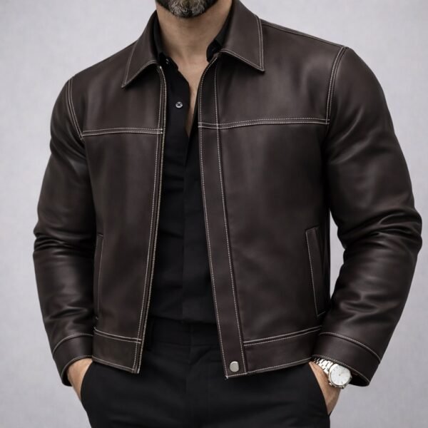 Urban Luxe Leather Jacket – Black & Chocolate Edition