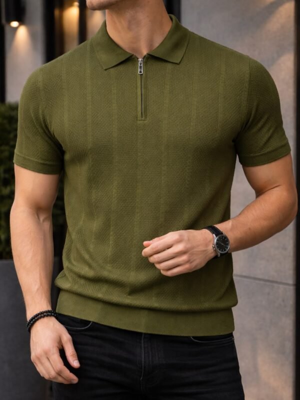 Elite Zip Polo – Modern Texture Collection