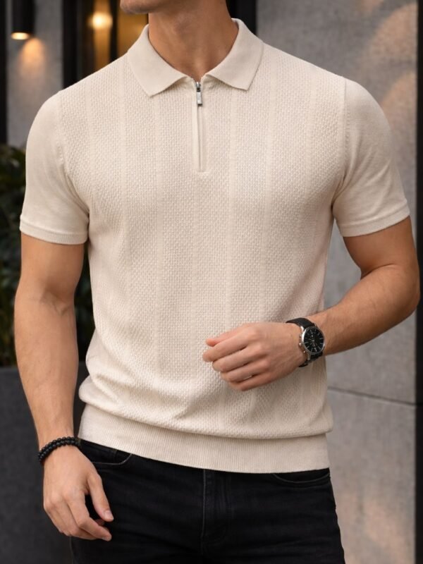 Elite Zip Polo – Modern Texture Collection