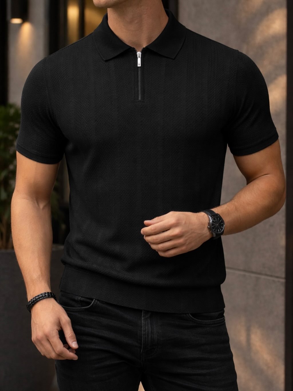 Elite Zip Polo – Modern Texture Collection