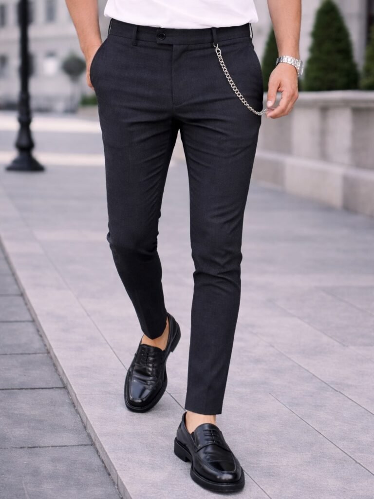 Pantallona Klasike Slim-Fit në Ngjyrë Antracit – Stil Modern & Urban