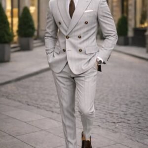 Kostum Prestige Ice Grey – Double Breasted Luxury