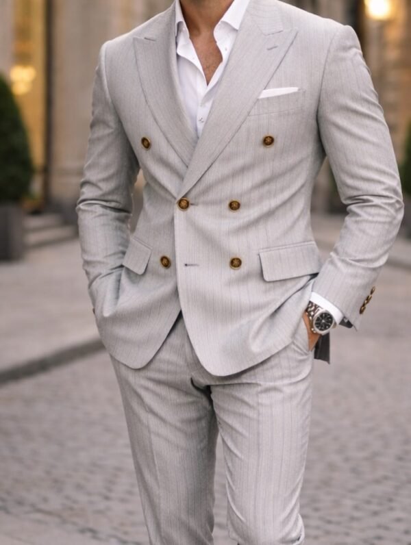 Kostum Prestige Ice Grey – Double Breasted Luxury