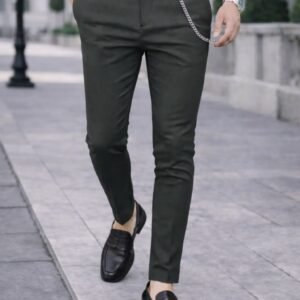 Pantallona Slim-Fit në Ngjyrë Jeshile Olive – Stil Modern & Urban