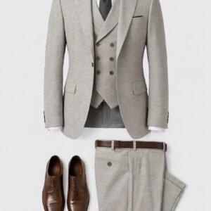 Kostum Gri Premium 3-Pjesësh – Stil i Pastër dhe Elegancë Moderne