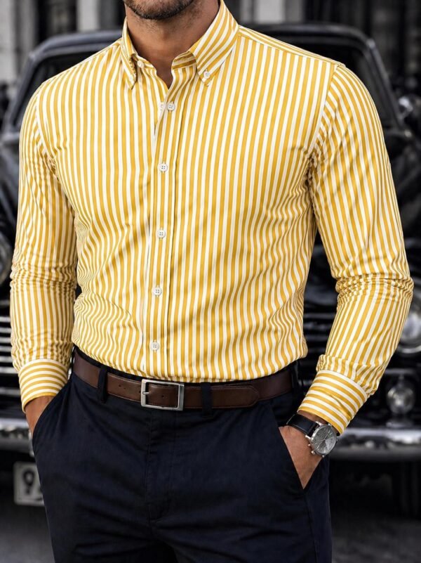 Këmishë Elegante me Vija për Meshkuj – Slim Fit & Stil Modern