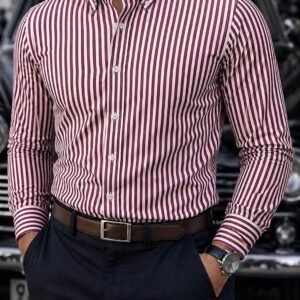 Këmishë Elegante me Vija për Meshkuj – Slim Fit & Stil Modern
