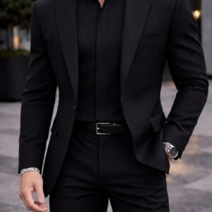 Sako Premium Mashkullor i Zi – Slim Fit, Elegancë Minimaliste