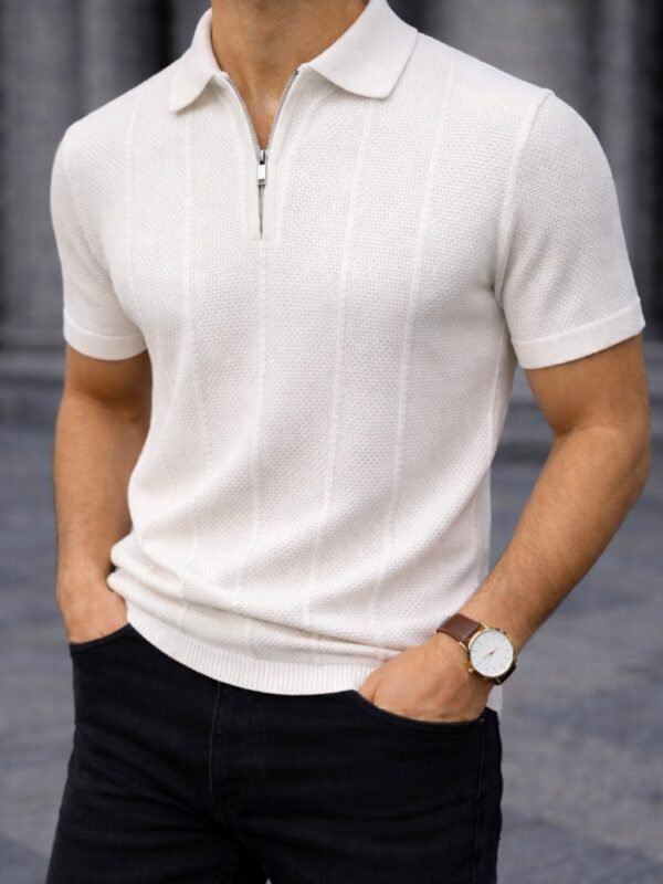 Koleksioni Polo Zip Texture për Meshkuj