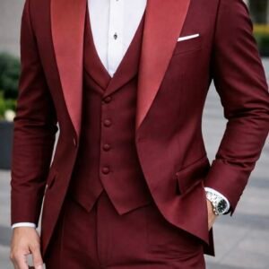 Kostum Elegant Bordo me Papion – Stil Modern dhe Luksoz