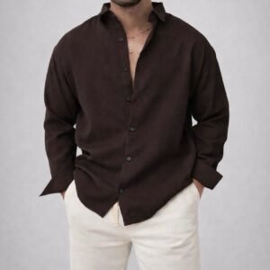 Këmishë Casual Elegante për Meshkuj – Slim Fit<span> - </span>M, Kafe