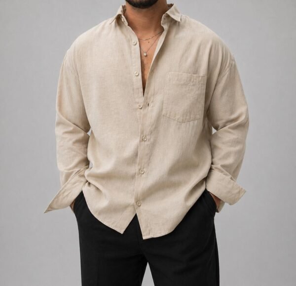 Këmishë Linen Casual me Xhep për Meshkuj