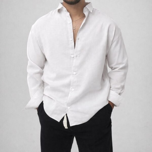 Këmishë lino (linen) premium – stil veror elegant dhe i freskët