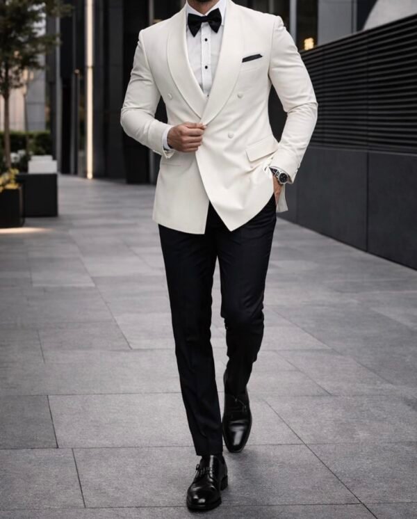 Smoking Elegant Mashkullor – Black & White Edition, Slim Fit Premium