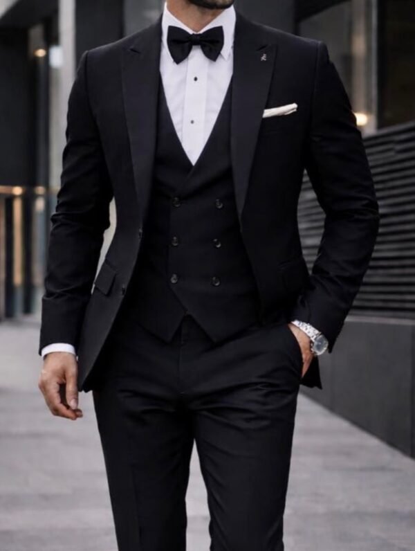 Kostum i Zi Premium 3-Pjesësh – Elegancë Absolute për Evente Formale