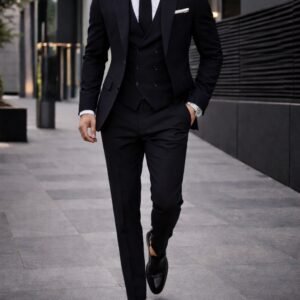 Kostum i Zi Premium 3-Pjesësh – Elegancë Absolute për Evente Formale