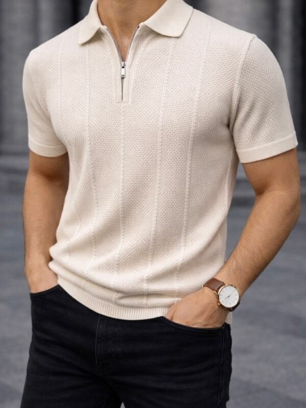 Koleksioni Polo Zip Texture për Meshkuj