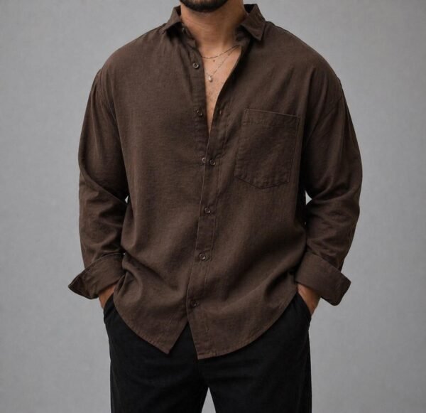 Këmishë Linen Casual me Xhep për Meshkuj