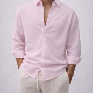 Këmishë Linen për Meshkuj me Xhep – Relax Fit Premium