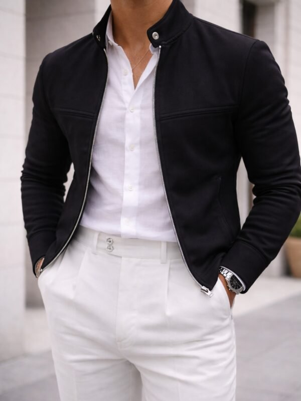 Xhaketë Slim Fit me Zinxhir – Stil Modern Minimalist