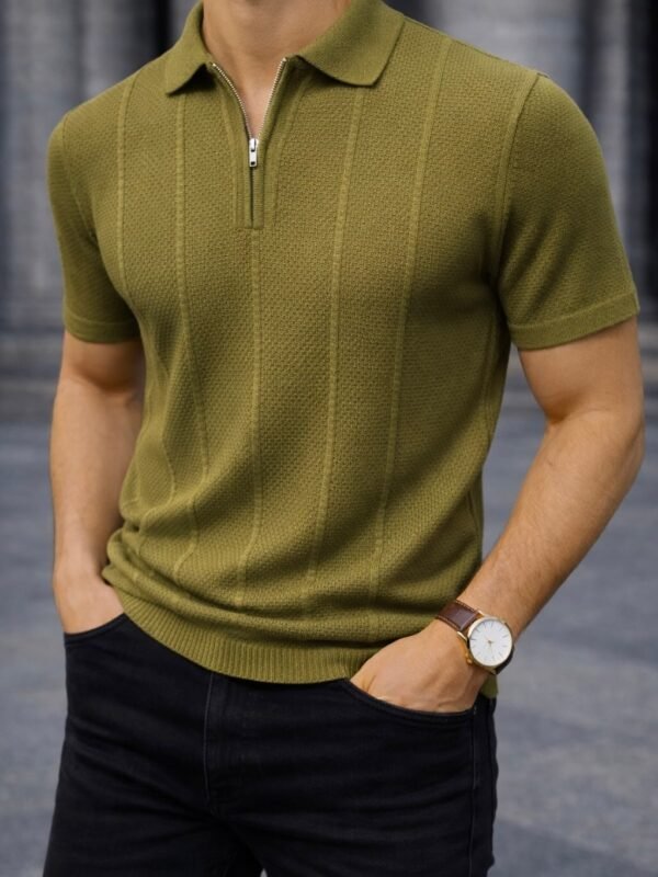 Koleksioni Polo Zip Texture për Meshkuj