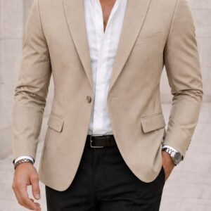 Sako Premium Mashkullor Beige Light – Slim Fit, Elegancë Verore