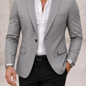 Sako Premium Mashkullor Gri – Slim Fit, Elegancë Moderne & Minimaliste