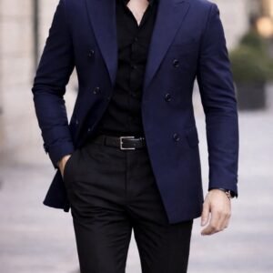 Kostum Premium Double-Breasted Navy Blue